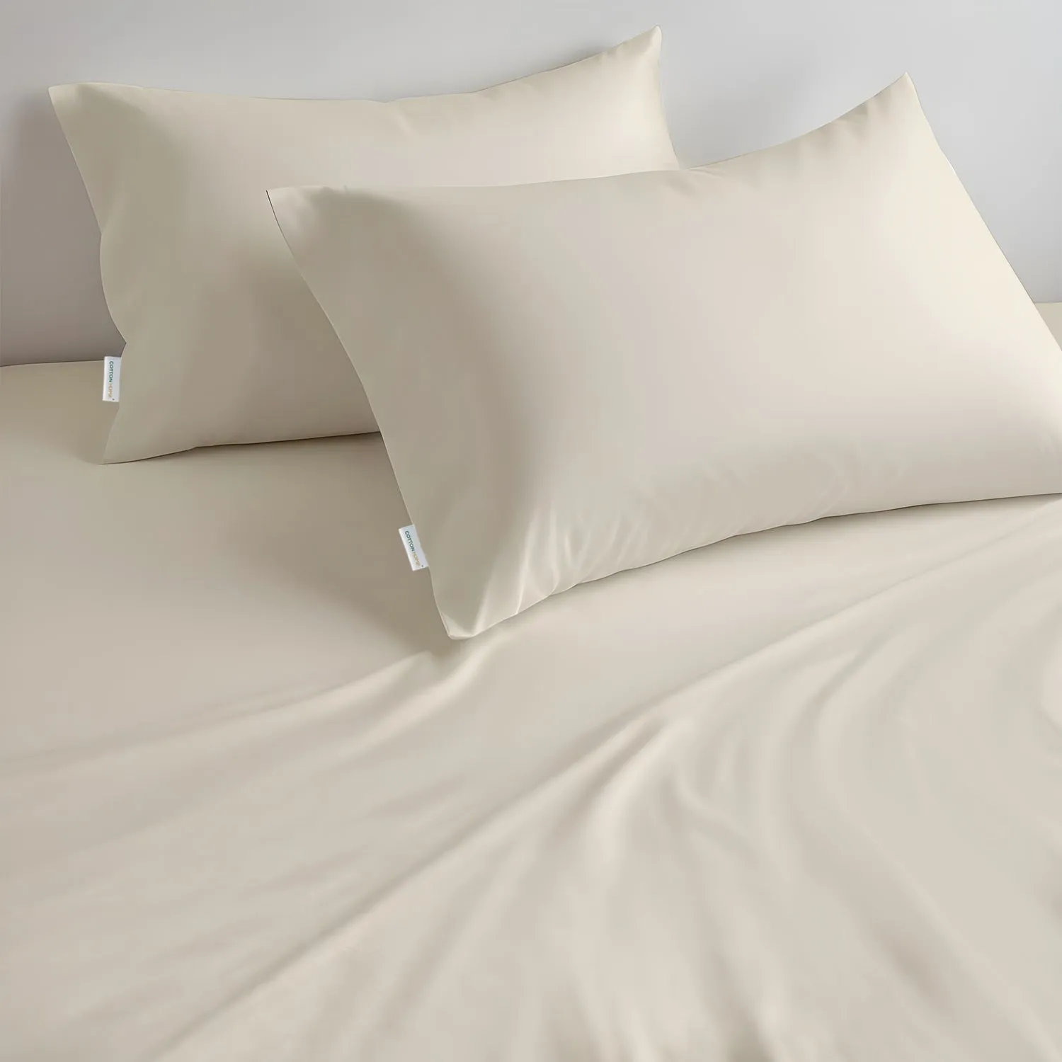 100% Cotton 3PC Fitted Sheet 160X200 30CM Cotton Home Sateen Cream