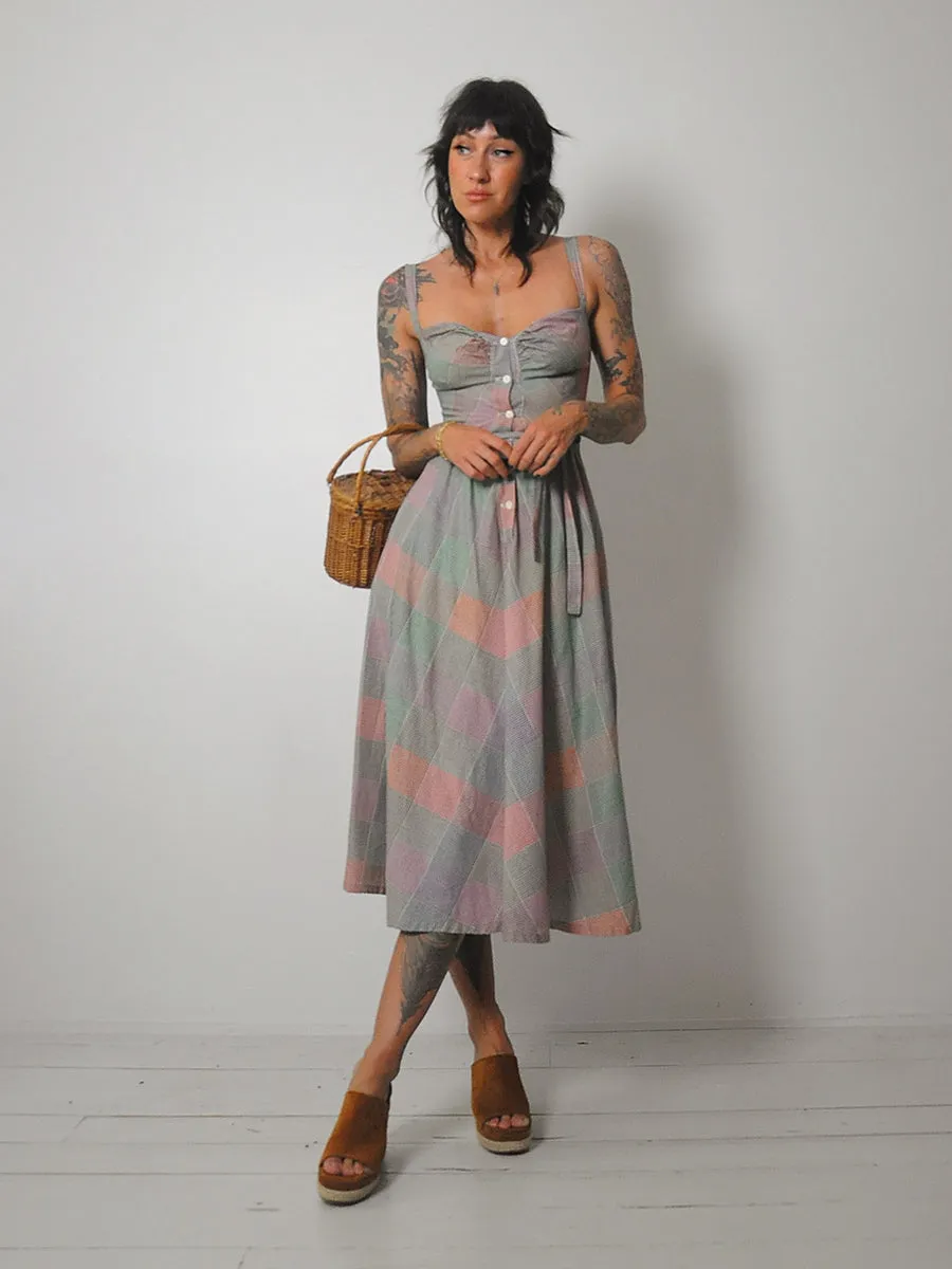 1970's Rainbow Plaid Sundress