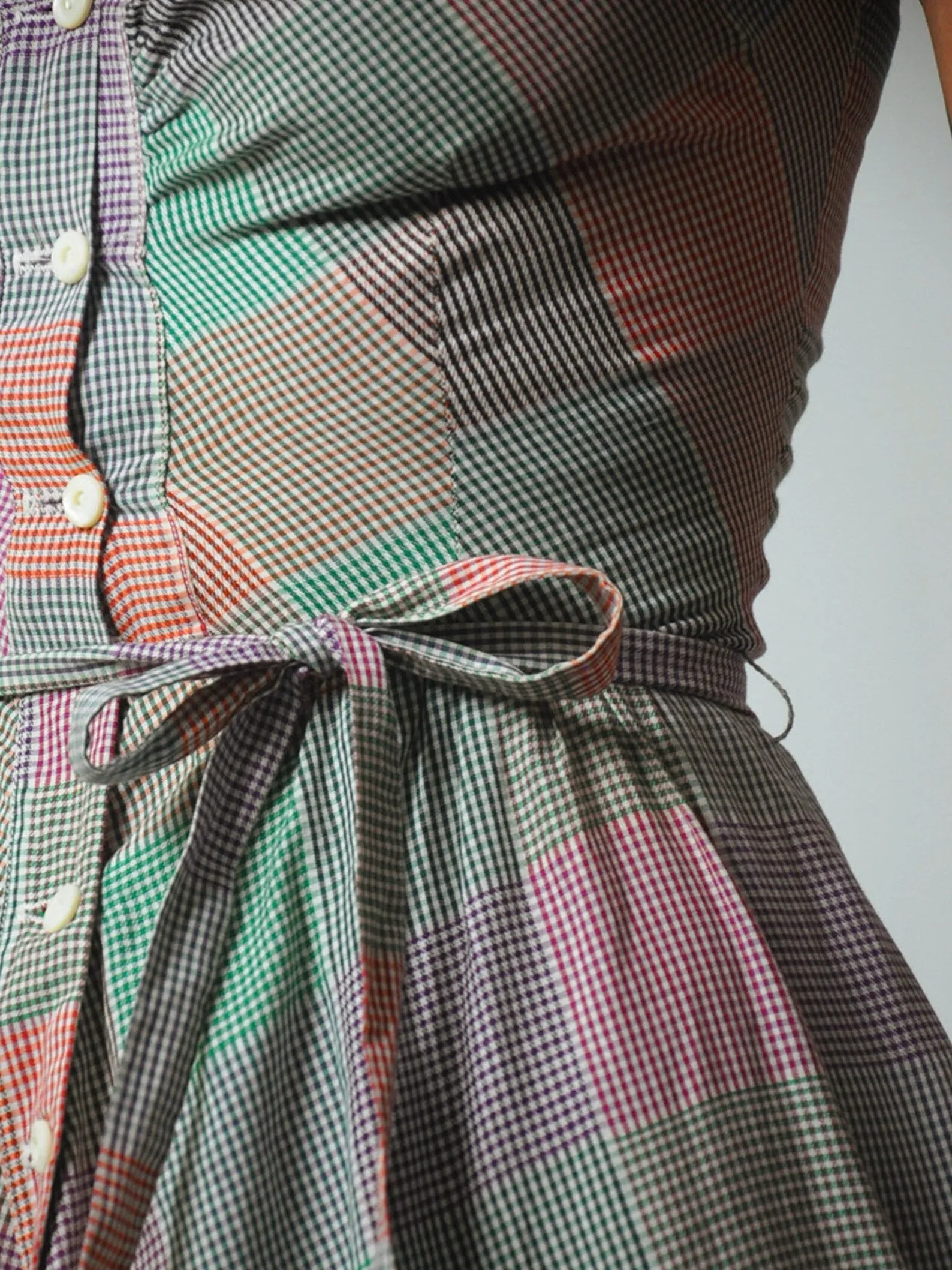 1970's Rainbow Plaid Sundress