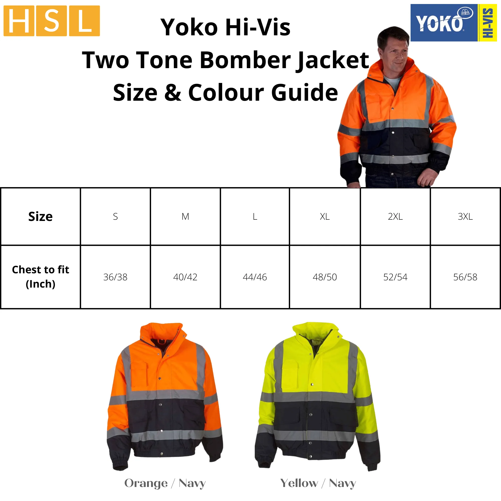 20 for £640 Yoko Hi-Vis Two Tone Bomber Jacket Bundle Deal