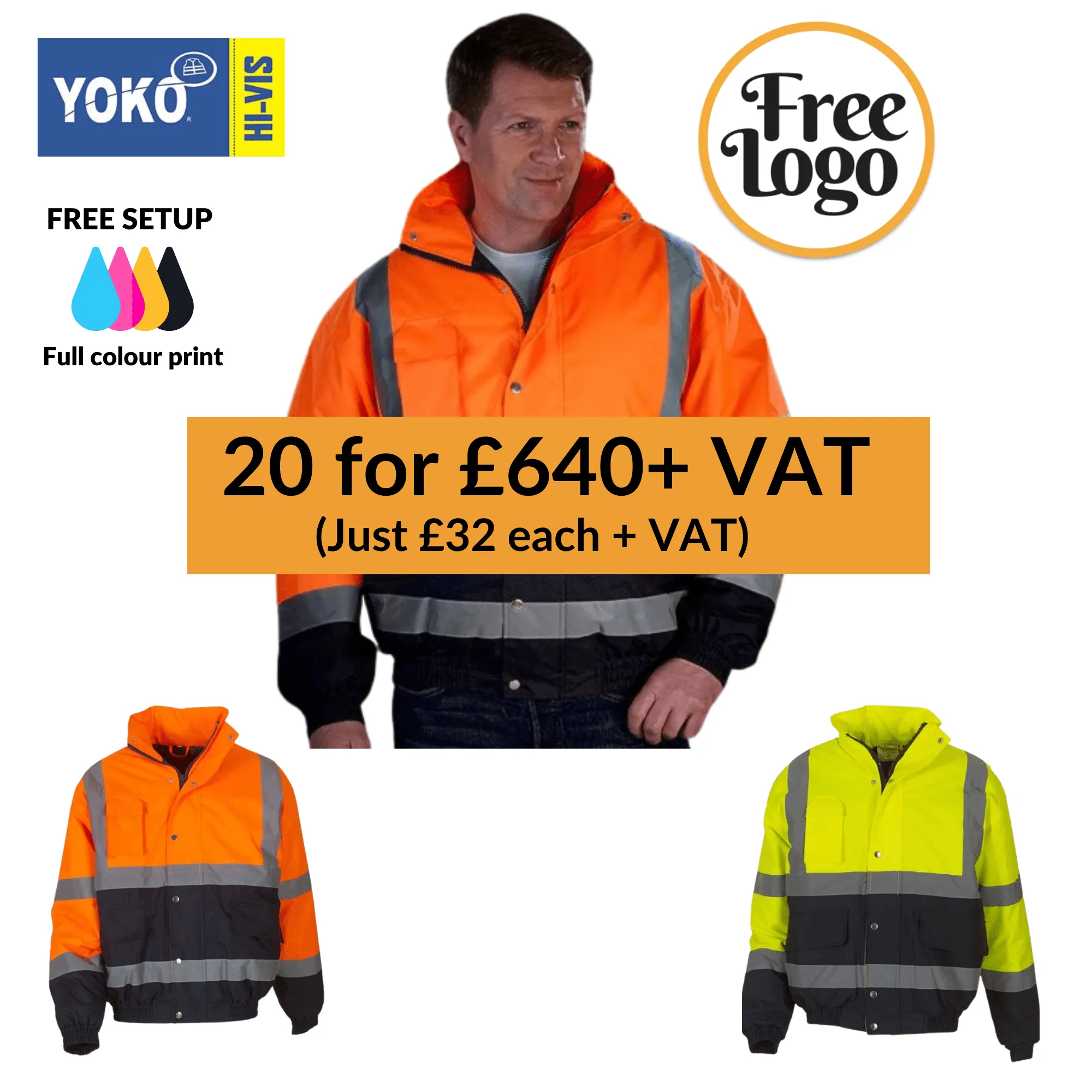 20 for £640 Yoko Hi-Vis Two Tone Bomber Jacket Bundle Deal