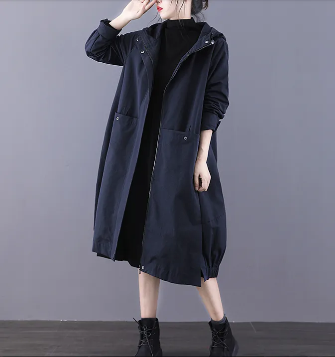 A-line Long Women Casual Hooded Parka Plus Size Coat Jacket JT200933