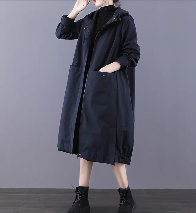 A-line Long Women Casual Hooded Parka Plus Size Coat Jacket JT200933