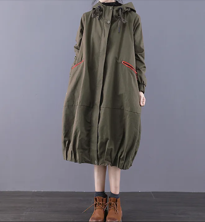 A-line Long Women Casual Hooded Parka Plus Size Coat Jacket JT200934