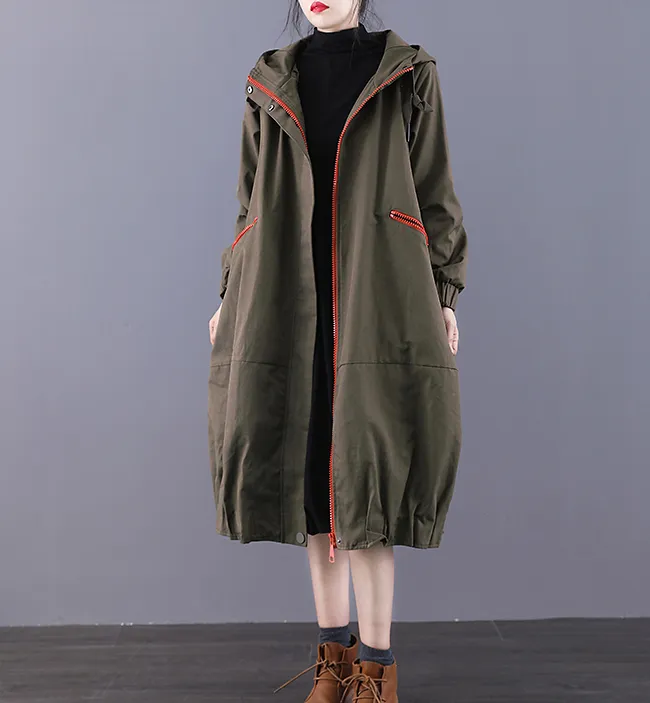 A-line Long Women Casual Hooded Parka Plus Size Coat Jacket JT200934