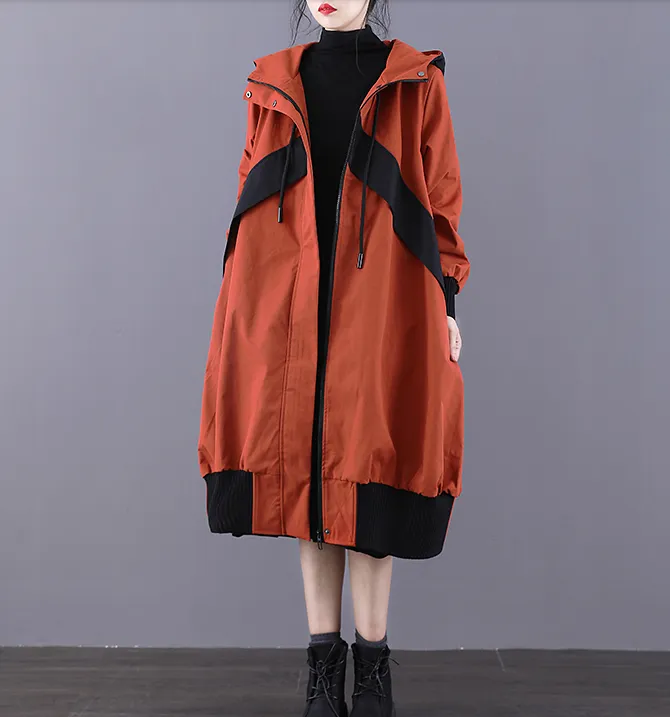 A-line Long Women Casual Hooded Parka Plus Size Coat Jacket JT200944