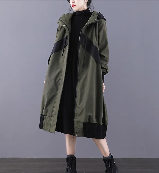 A-line Long Women Casual Hooded Parka Plus Size Coat Jacket JT200944