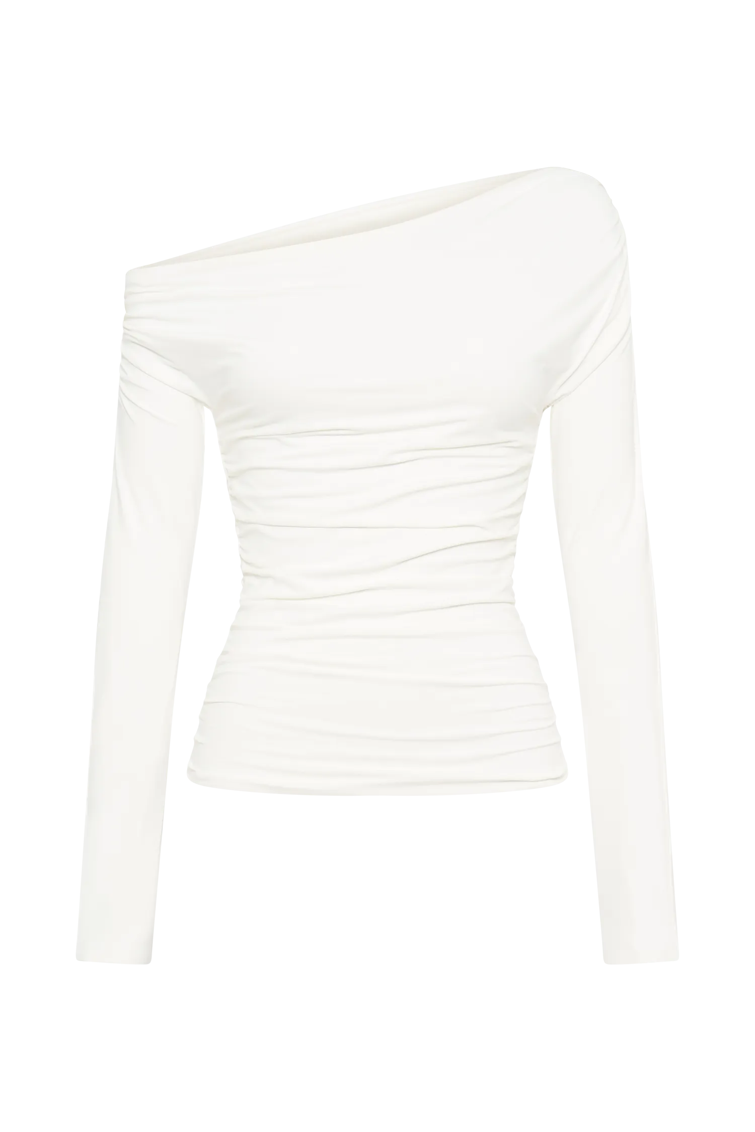 Alayna Long Sleeve Recycled Nylon Ruched Top - White