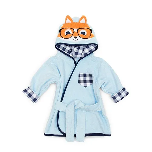 ANIMAL FACE HOODED BATHROBE - HIPSTER FOX