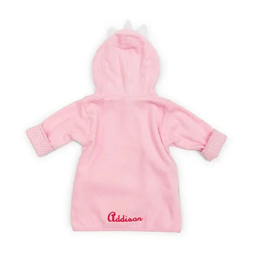 ANIMAL FACE HOODED BATHROBE - PINK UNICORN