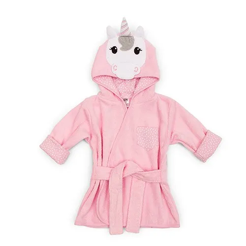 ANIMAL FACE HOODED BATHROBE - PINK UNICORN