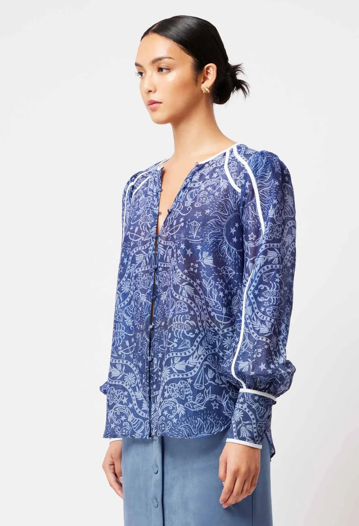 ATLAS COTTON SILK SHIRT IN ZODIAC PRINT