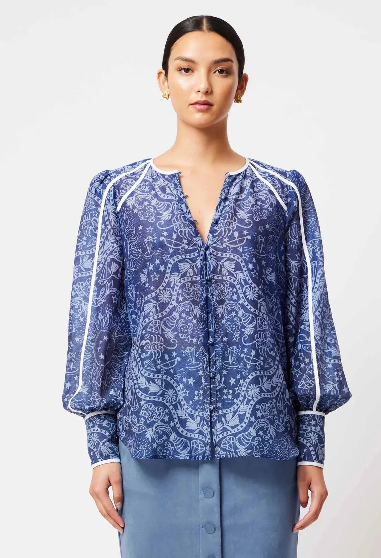 ATLAS COTTON SILK SHIRT IN ZODIAC PRINT