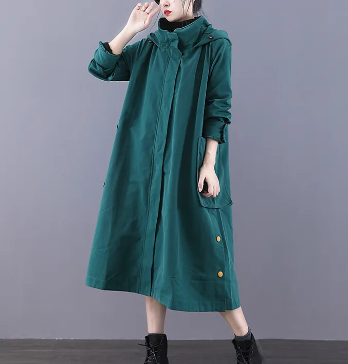 Autumn A-line Long Women Casual Hooded Parka Plus Size Coat Jacket /1002