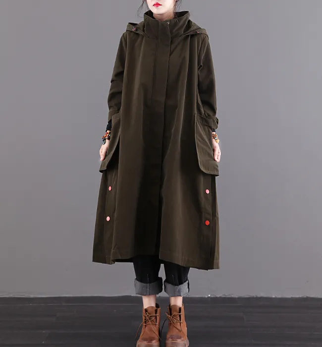 Autumn A-line Long Women Casual Hooded Parka Plus Size Coat Jacket /1002