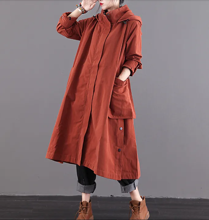 Autumn A-line Long Women Casual Hooded Parka Plus Size Coat Jacket /1002