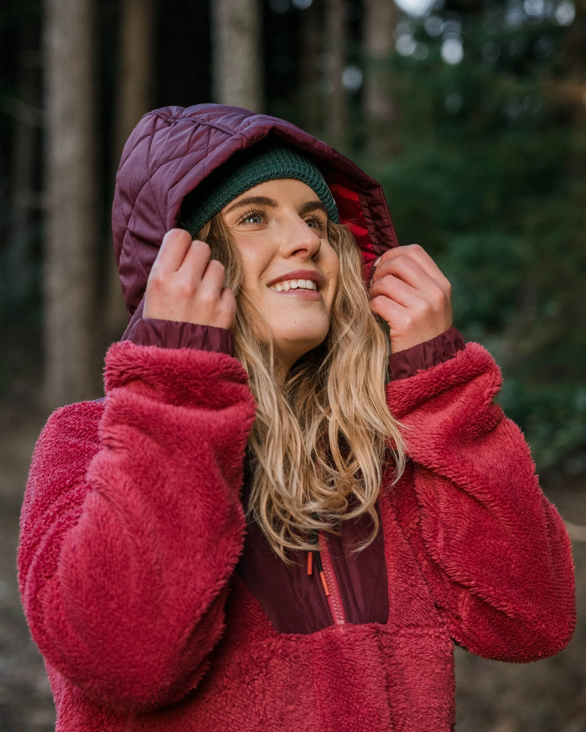 Beaumont Recycled Sherpa Hooded Fleece - Earth Red