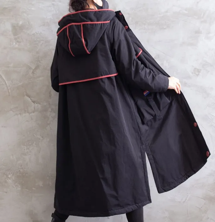 Black Autumn Padded Fleece Women Casual  Coat Loose Hooded Plus Size Short Coat Jacket