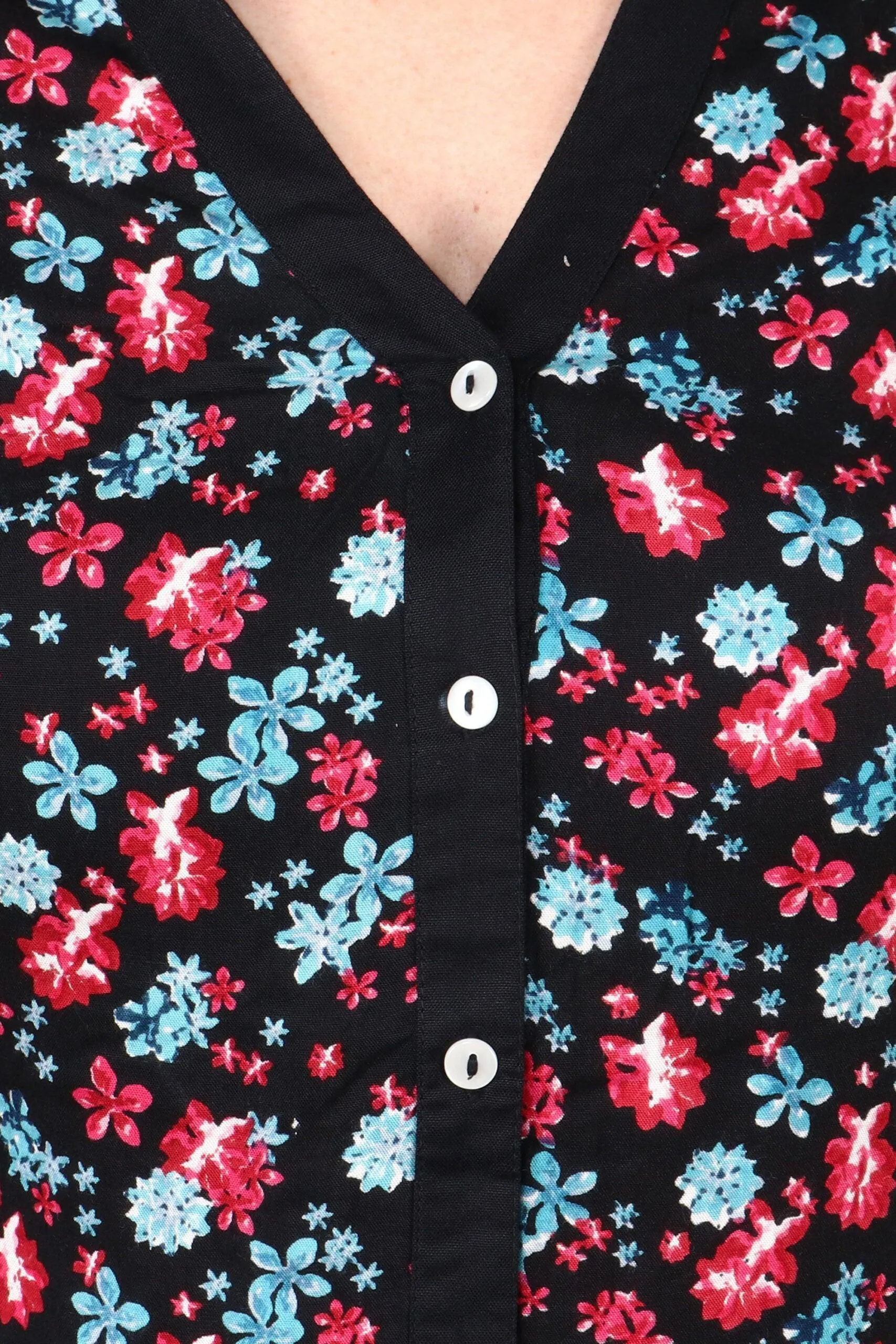 Black Multicolored Floral Printed Shirt