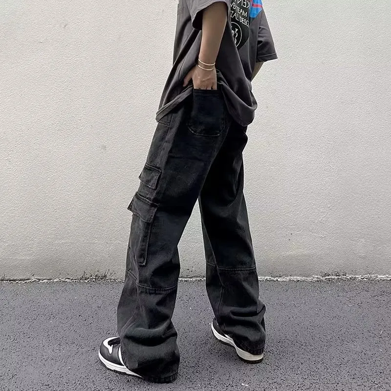 Bonsir 90s fashion men Overalls Men's Loose Ins Fashion Solid Color Casual Pants Trendy Trousers New Trendy Youth Popular