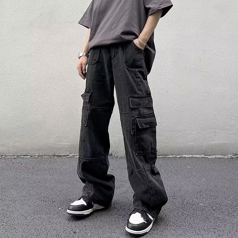 Bonsir 90s fashion men Overalls Men's Loose Ins Fashion Solid Color Casual Pants Trendy Trousers New Trendy Youth Popular