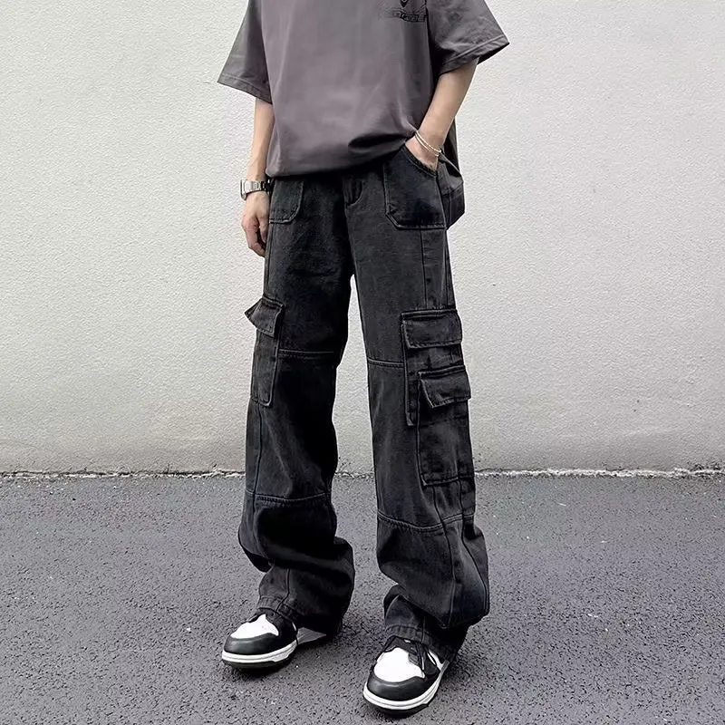 Bonsir 90s fashion men Overalls Men's Loose Ins Fashion Solid Color Casual Pants Trendy Trousers New Trendy Youth Popular