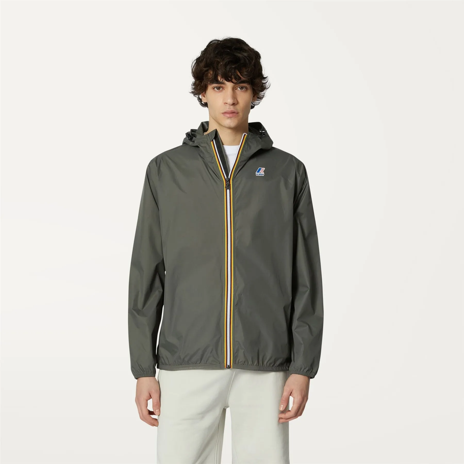 Claude - Unisex Packable Full Zip Waterproof  Rain Jacket in Green Blackish