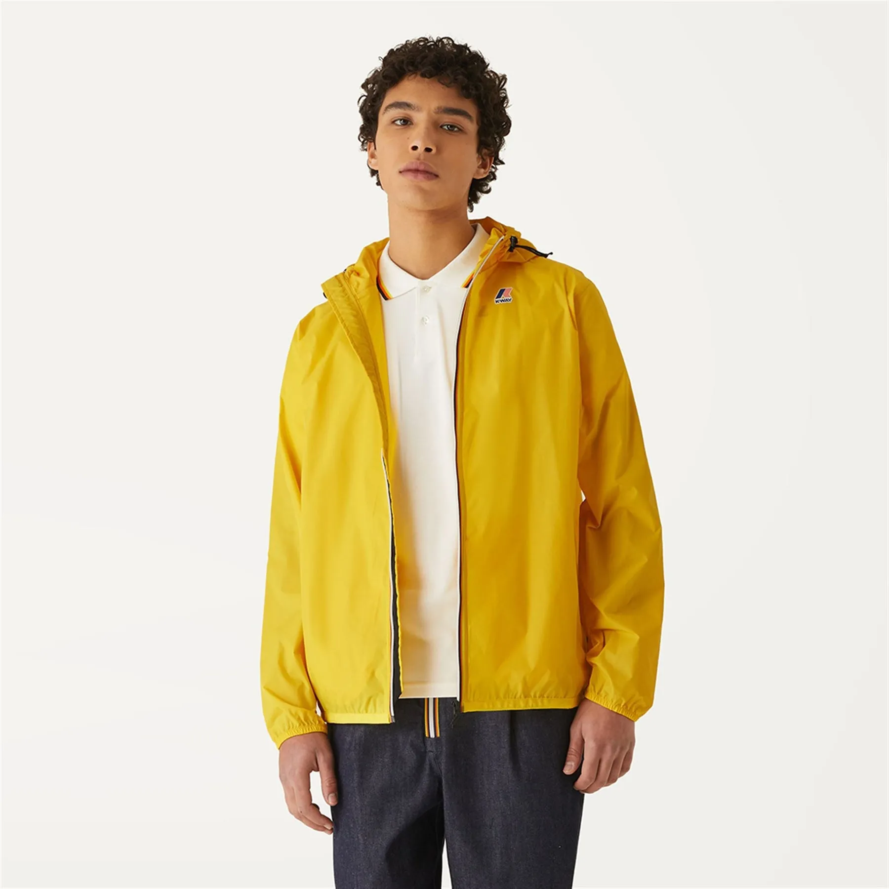 Claude - Unisex Packable Full Zip Waterproof  Rain Jacket in Yellow Dk