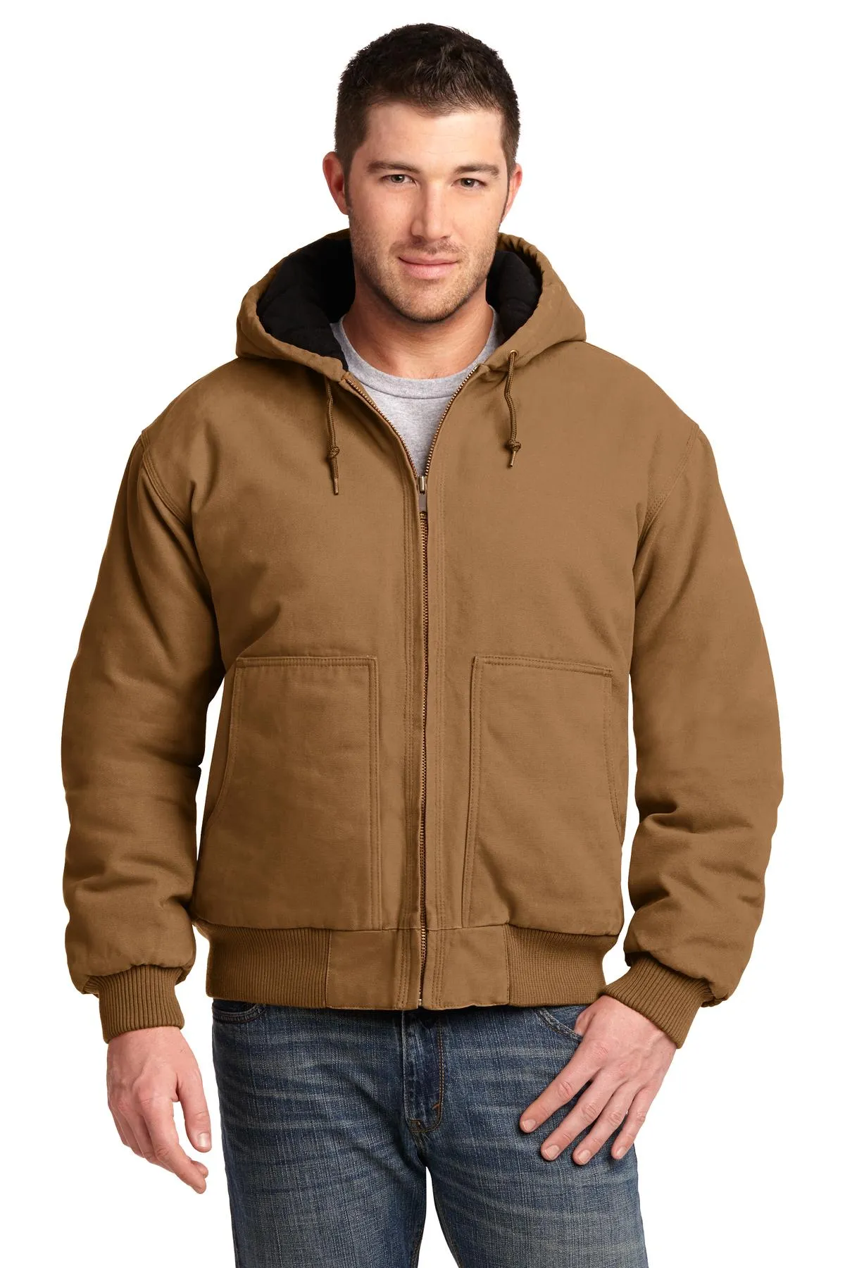 Custom Embroidered - CornerStone® Washed Duck Cloth Insulated Hooded Work Jacket. CSJ41