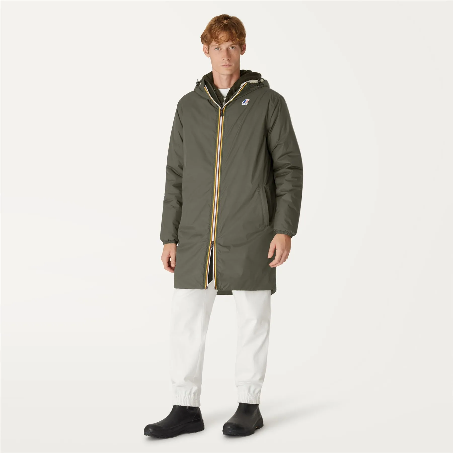 Eiffel Orsetto - Unisex Sherpa Lined Waterproof Rain Jacket in Green Blackish