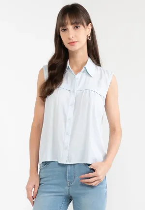 ELLE Apparel Classic Soft Sleeveless Button Up Top