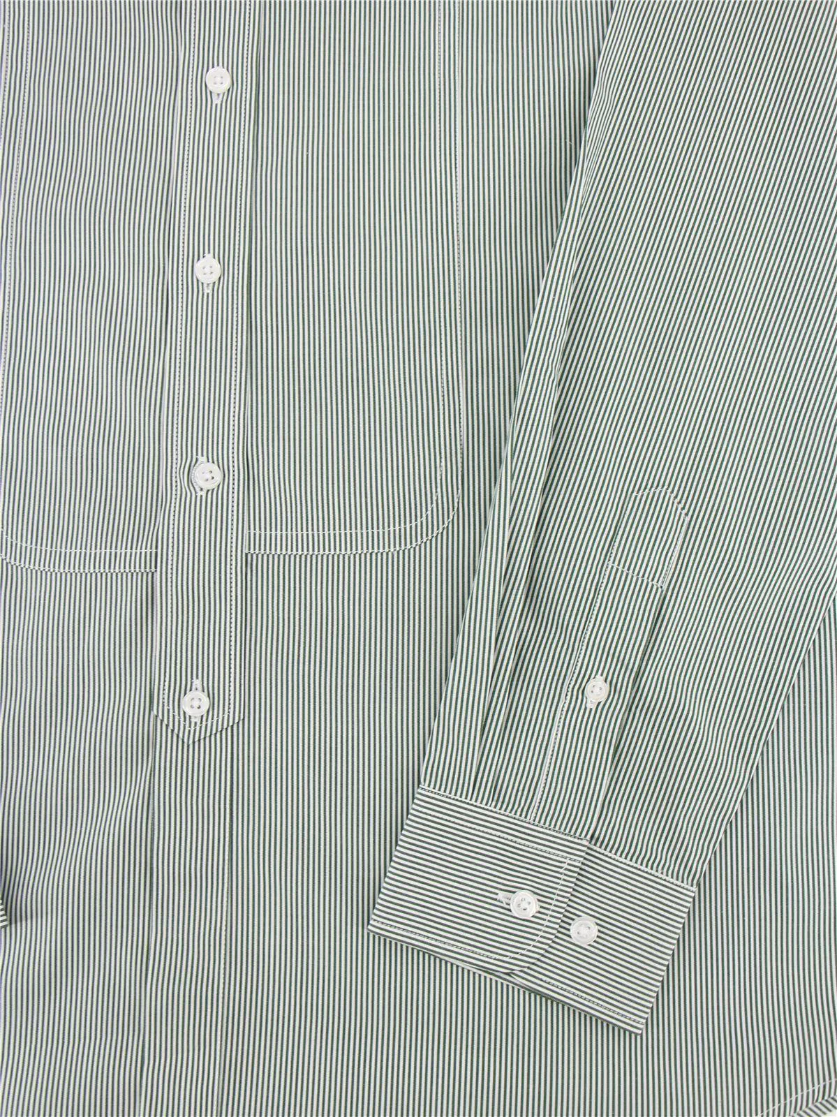 Green Stripe Collarless Grandad Shirt with Detachable Spearpoint Collar