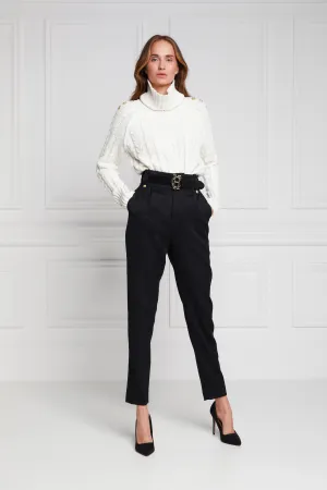 Holland Cooper High Waisted Peg Trouser in Black Barathea