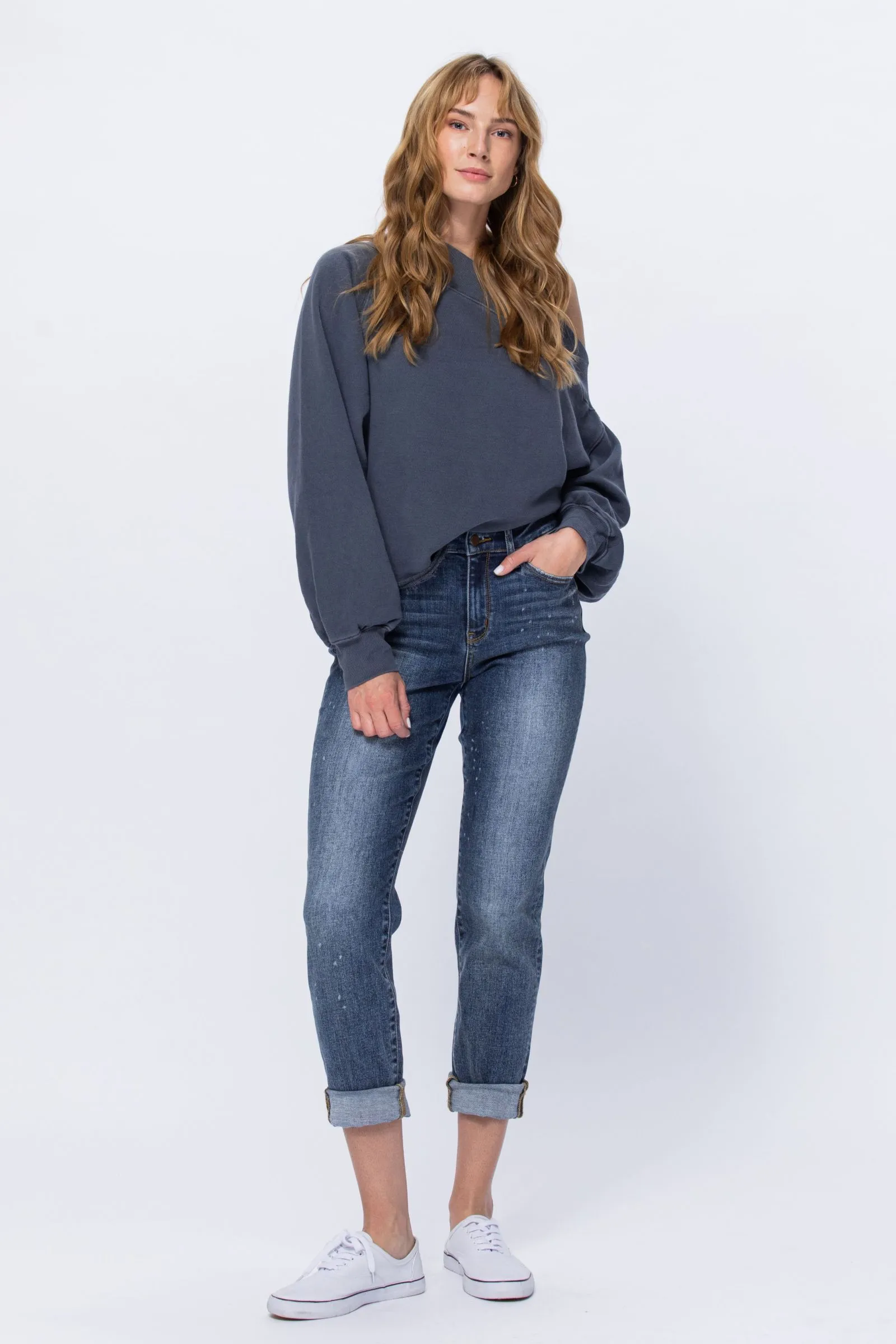 Judy Blue High Rise Bleach Splash Boyfriend jeans