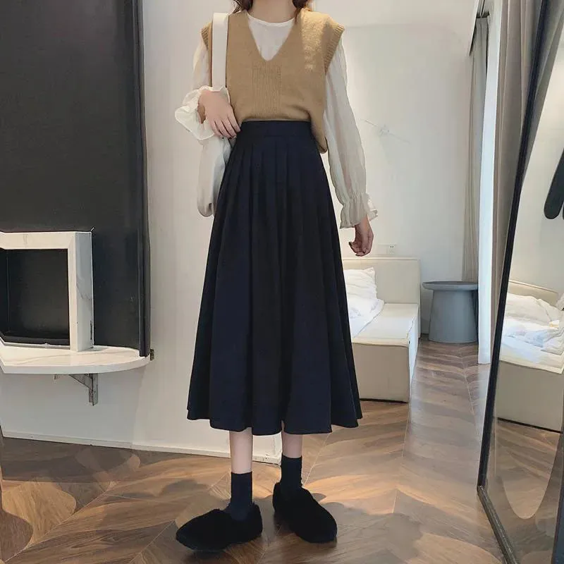 Korean Elegant College A-line Skirt