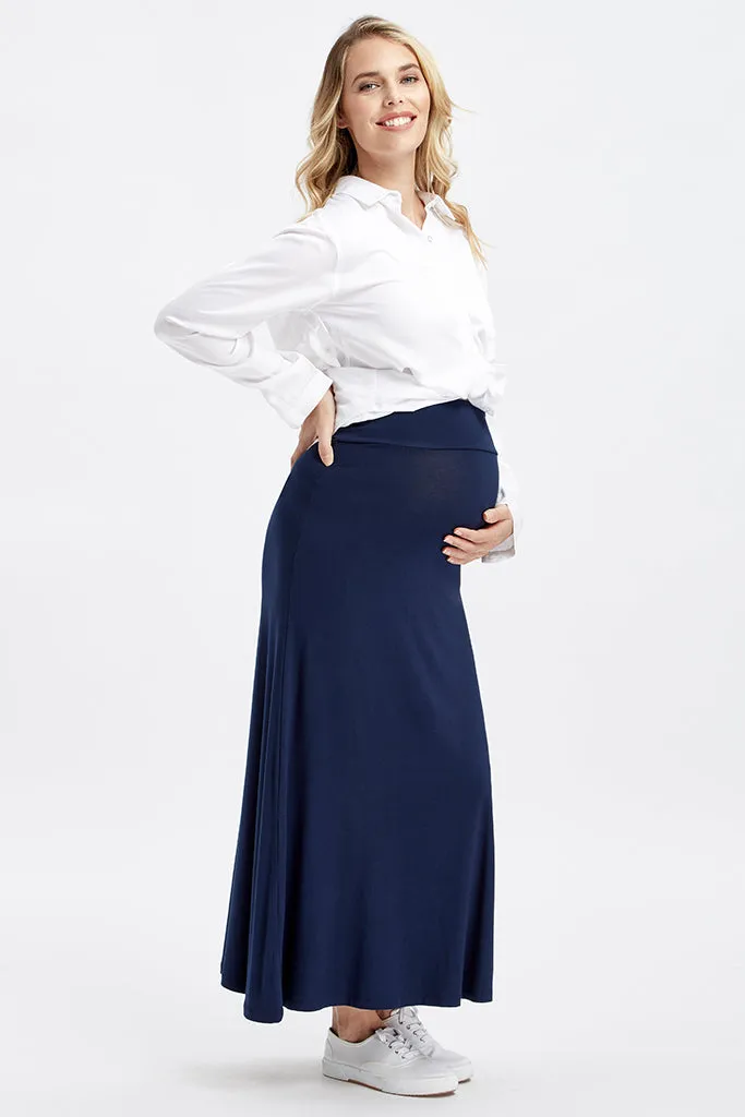 Lana Long  Maternity Skirt - Navy