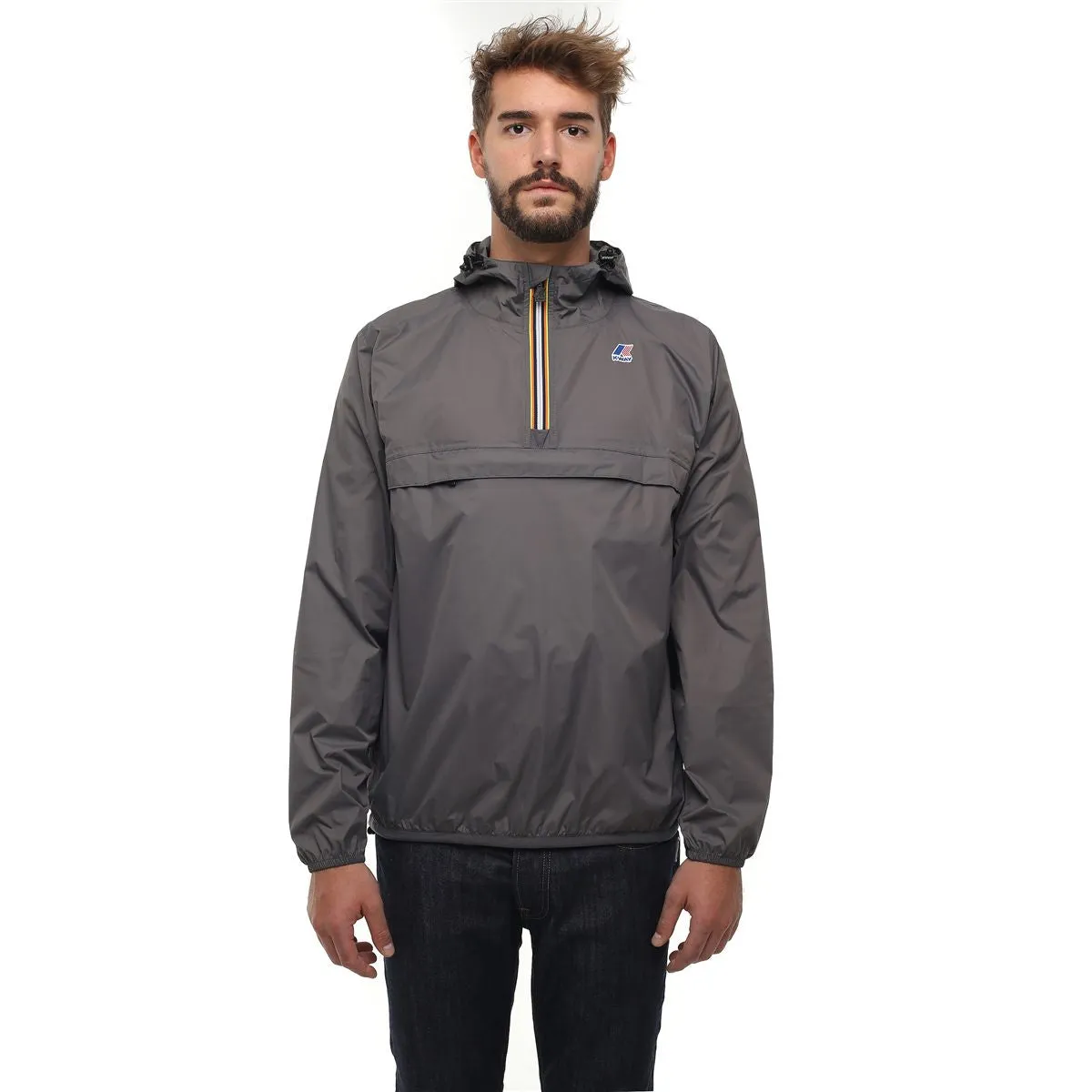 Leon - Packable Quarter Zip Rain Jacket in Grey Smoked