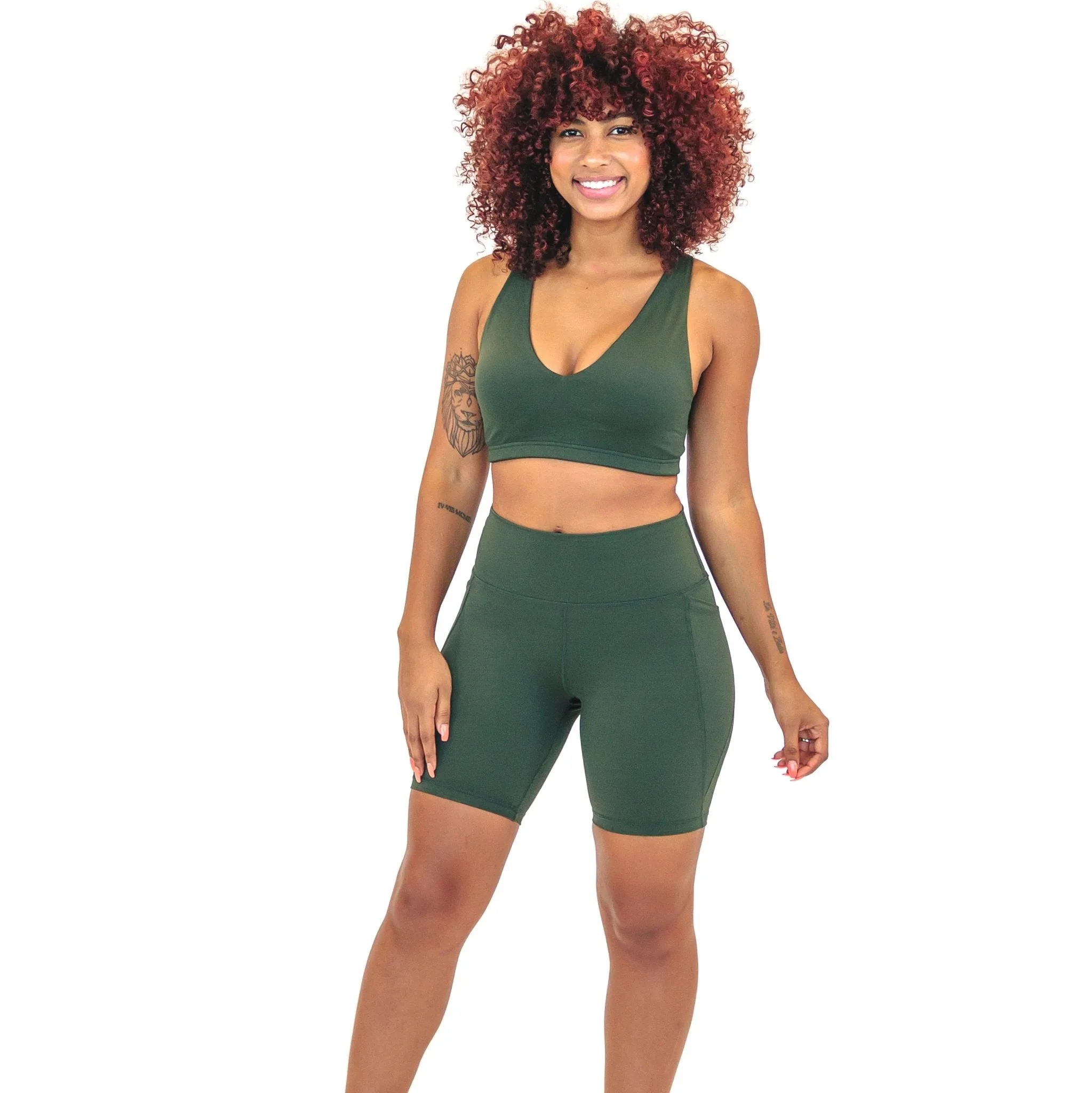 Lux High Waisted Rio Shorts (7 in. inseam) - Evergreen