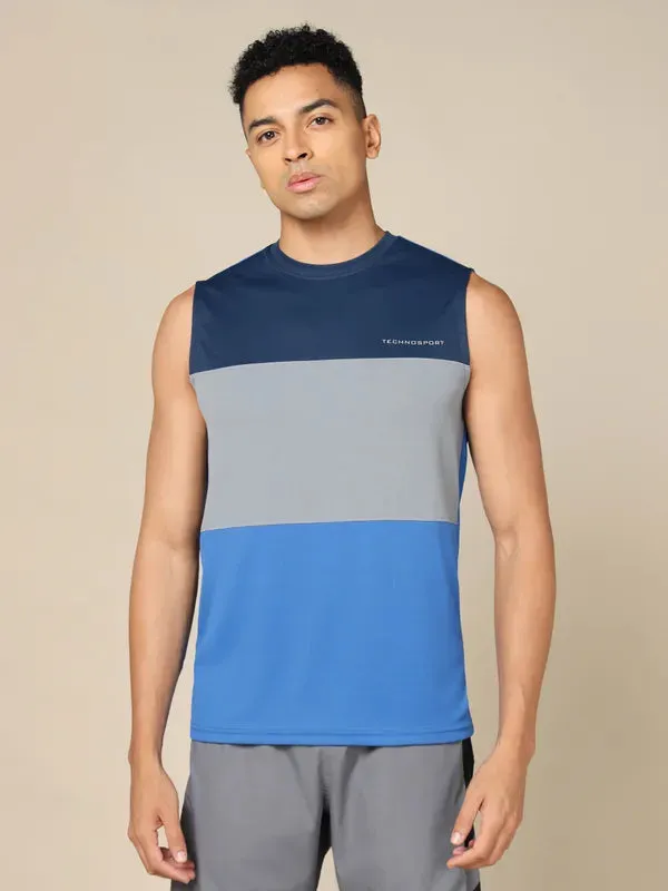 Men Colorblock Slim Fit Crew Neck Innerwear Vest with TECHNO COOL 