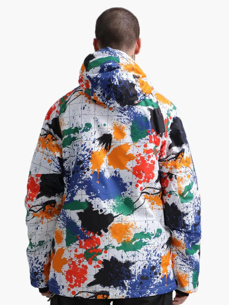 Men's Colorful Printed Windproof Snowboard Jacket Ski Down Jacket