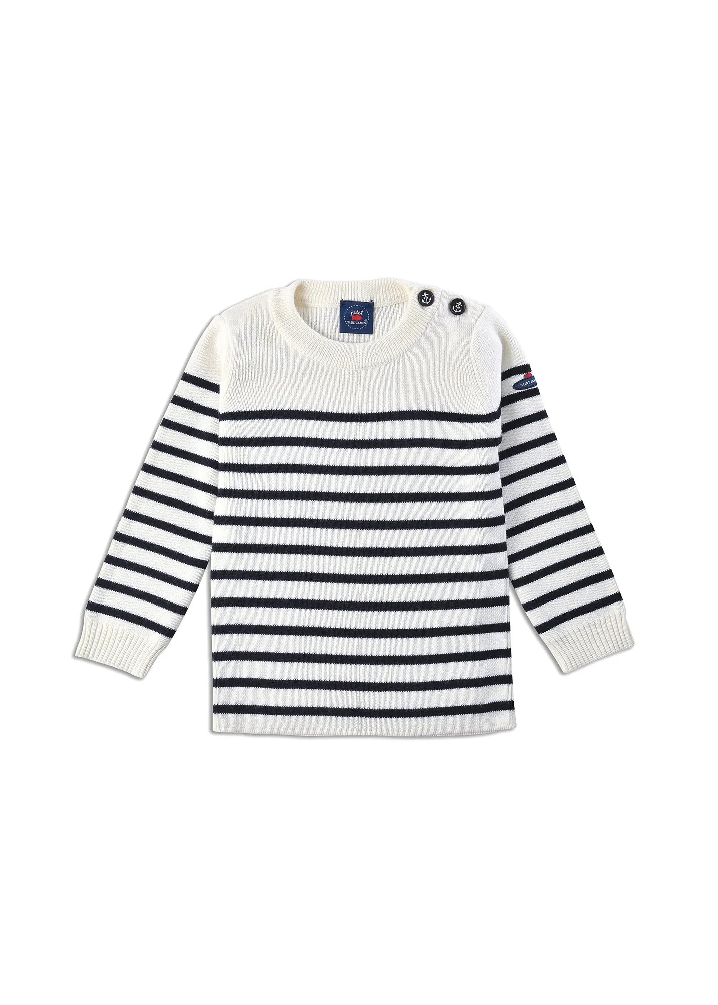 Moussaillon striped sailor jumper for kids - in blended wool (ECUME/NAVY)