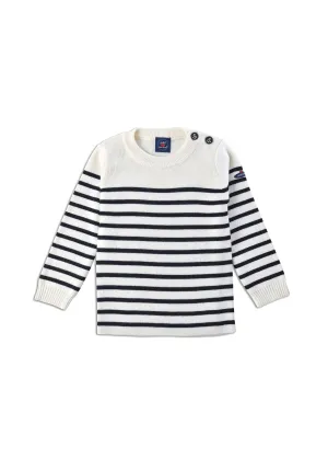 Moussaillon striped sailor jumper for kids - in blended wool (ECUME/NAVY)