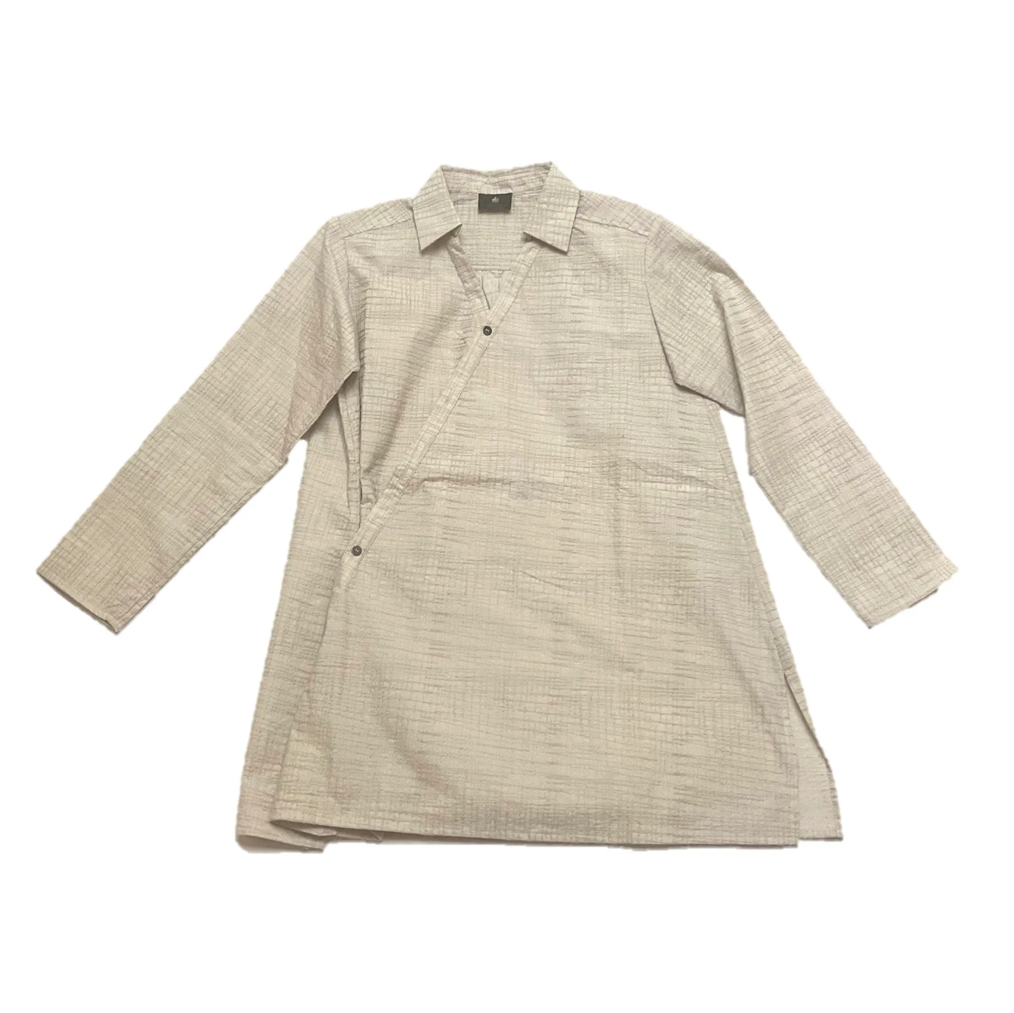 NUNO Embroidered Top: "Crazy Stitches" (Soft Beige)