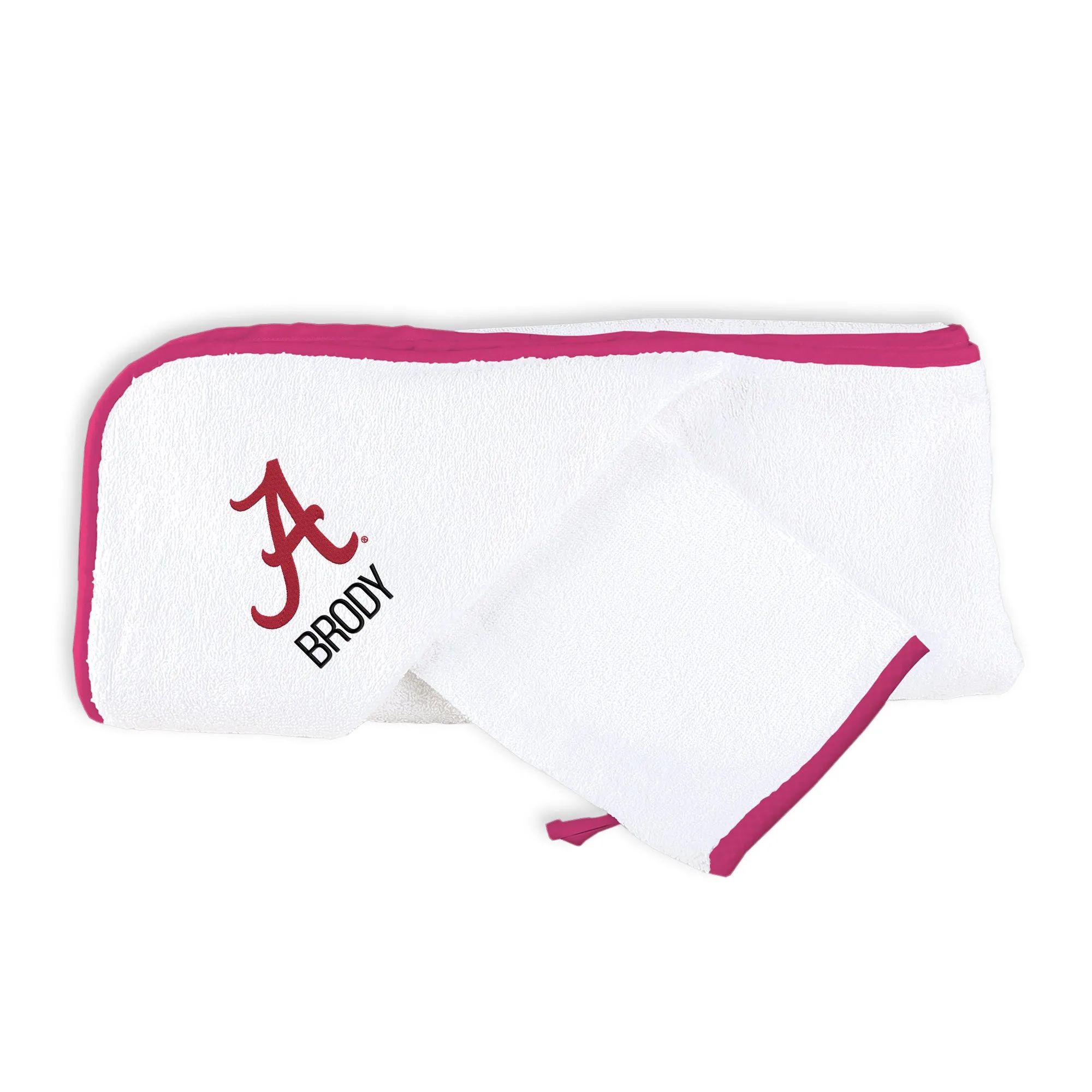 Personalized Alabama Crimson Tide Hooded Towel & Wash Mitt Set