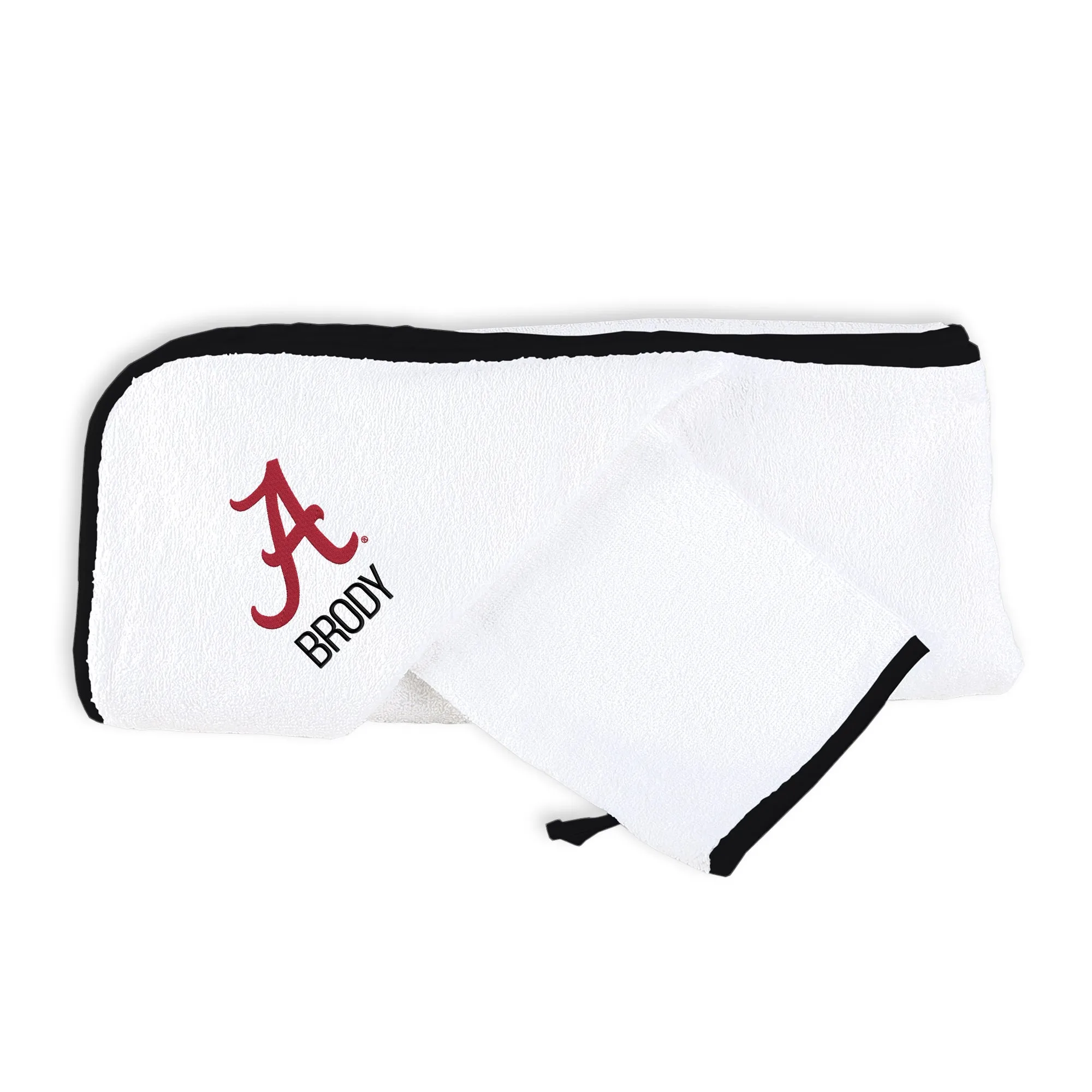 Personalized Alabama Crimson Tide Hooded Towel & Wash Mitt Set