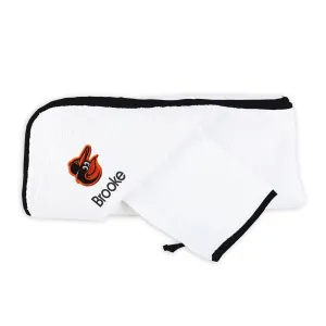 Personalized Baltimore Orioles Hooded Towel & Wash Mitt Set