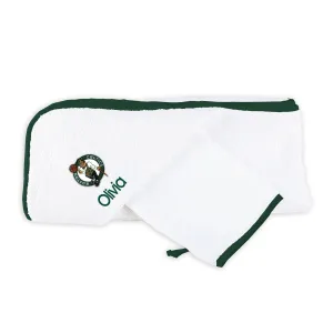 Personalized Boston Celtics Hooded Towel & Wash Mitt Set