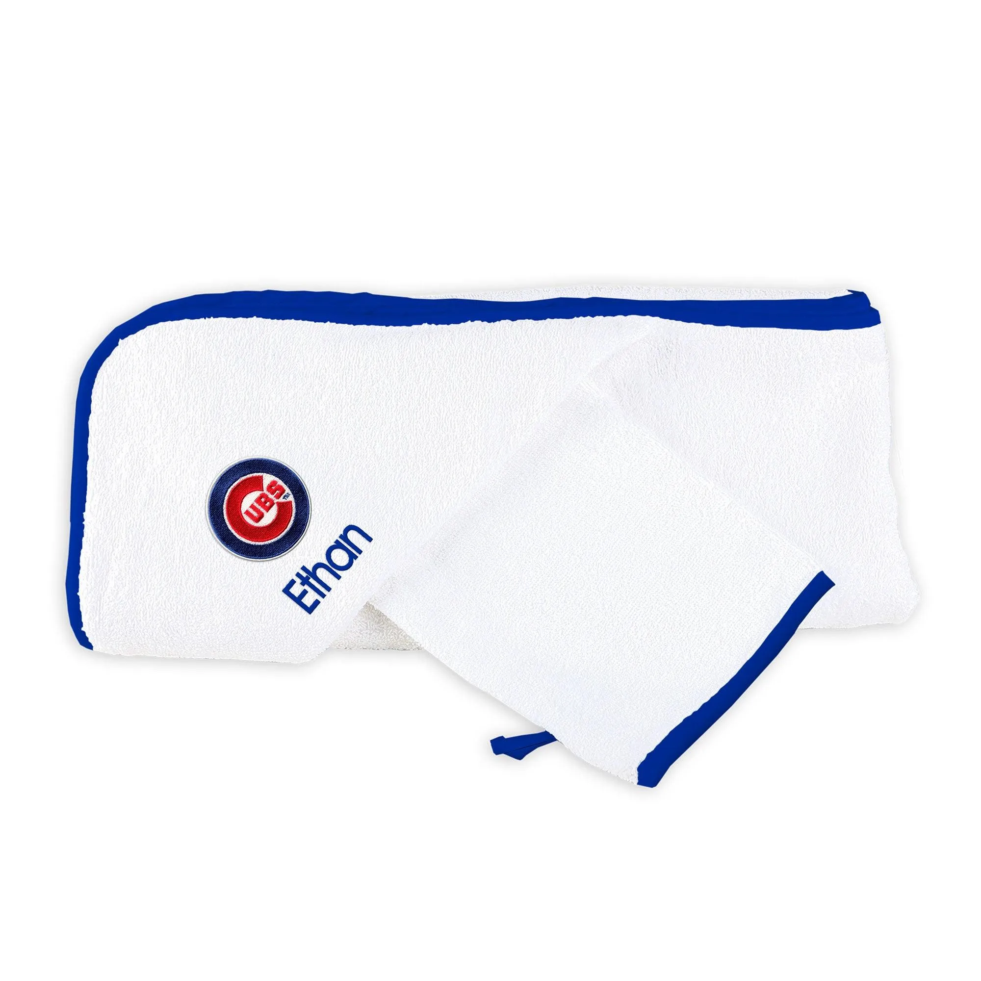 Personalized Chicago Cubs Hooded Towel & Wash Mitt Set