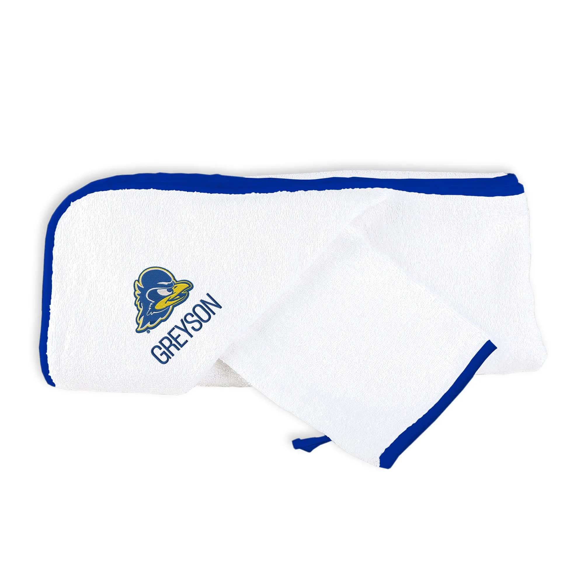 Personalized Delaware Fightin' Blue Hens Hooded Towel & Wash Mitt Set