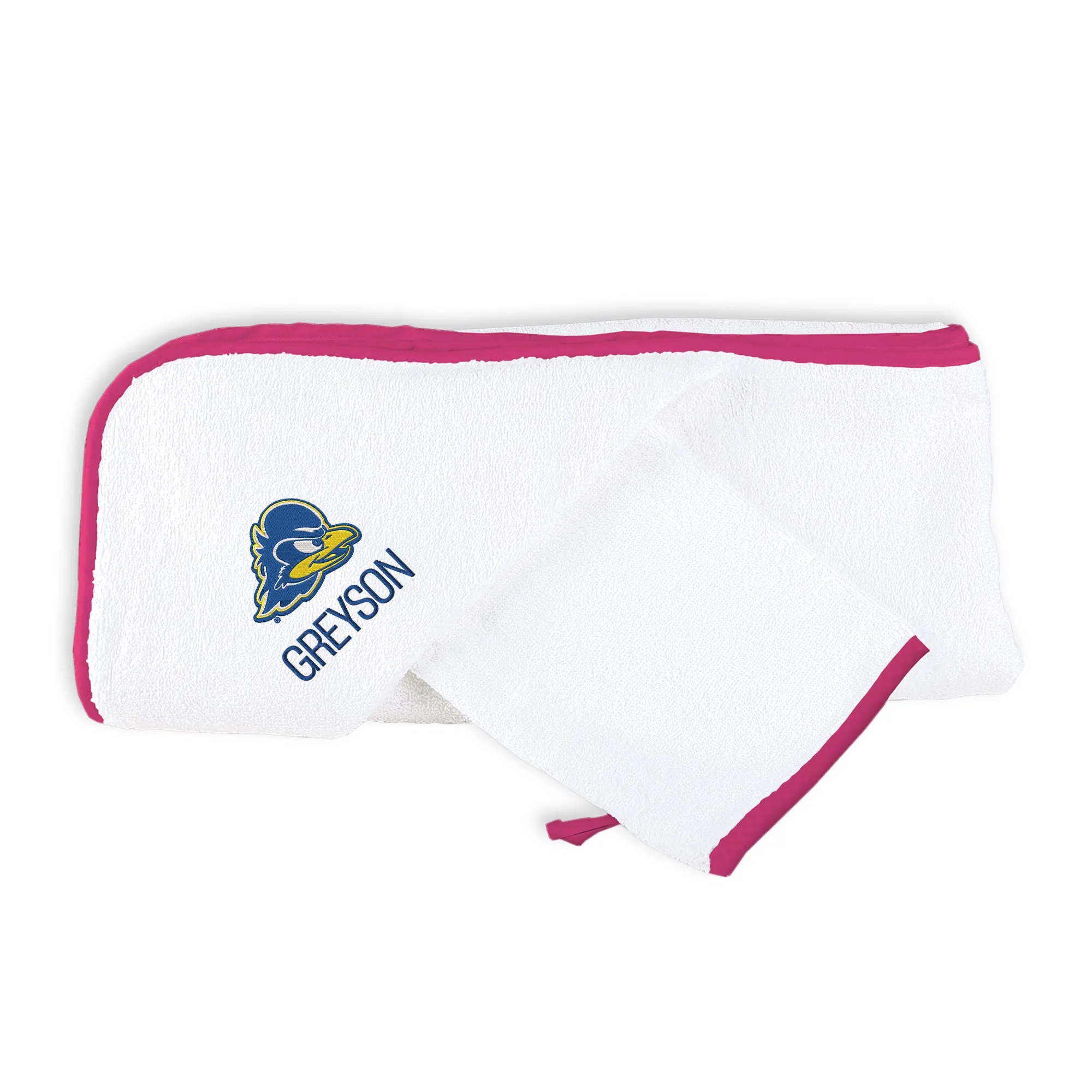 Personalized Delaware Fightin' Blue Hens Hooded Towel & Wash Mitt Set